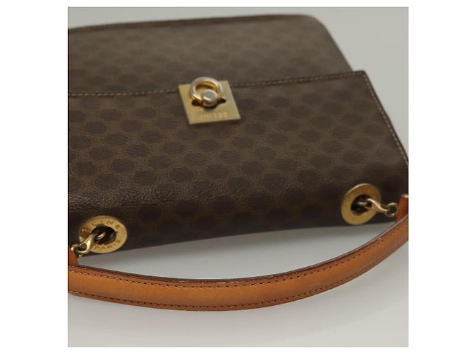 Céline Borsa a mano in tela Macadam CELINE in pelle PVC marrone oro Auth 136069 D'oro - vista 7