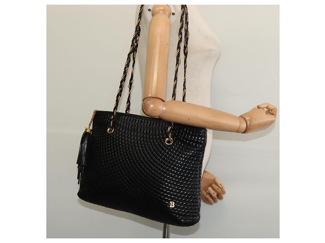 BALLY Borsa a Spalla a Catena Pelle Nera Oro Auth kk542 Nero D'oro - vista 21