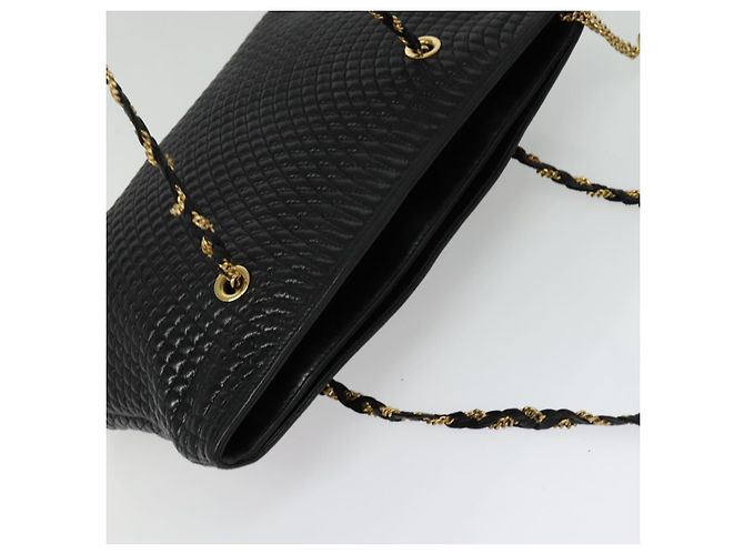 BALLY Borsa a Spalla a Catena Pelle Nera Oro Auth kk542 Nero D'oro - vista 6