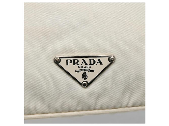 PRADA Schultertasche Nylon Weiß Silber Authentisch 136266 - Ansicht 18