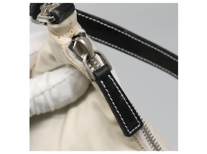 PRADA Schultertasche Nylon Weiß Silber Authentisch 136266 - Ansicht 19