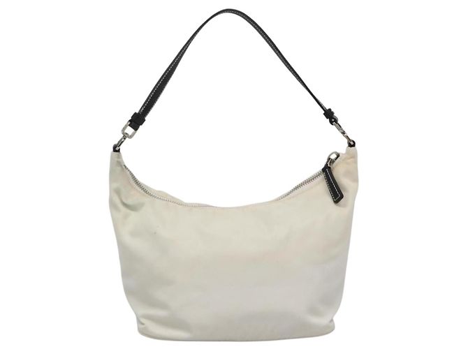 PRADA Schultertasche Nylon Weiß Silber Authentisch 136266 - Ansicht 2