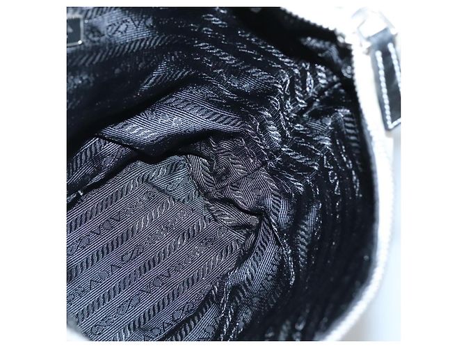 PRADA Schultertasche Nylon Weiß Silber Authentisch 136266 - Ansicht 21
