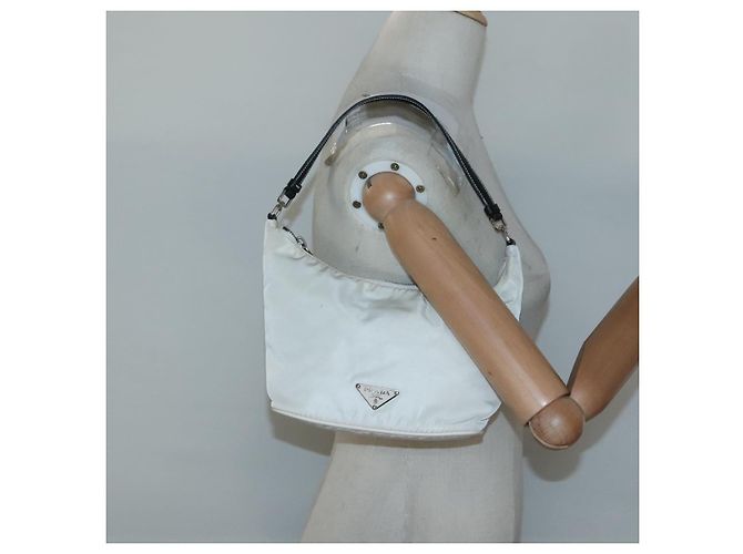 PRADA Schultertasche Nylon Weiß Silber Authentisch 136266 - Ansicht 24