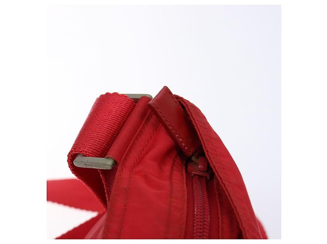 PRADA Schultertasche Nylon Rot Silber Authentisch bs28053 - Ansicht 10