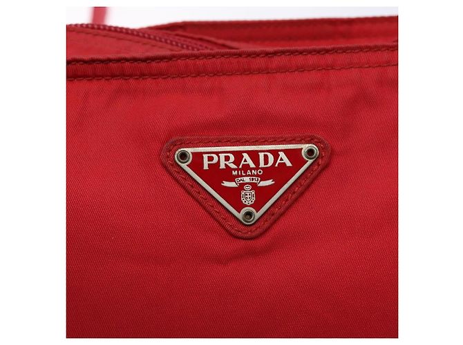 PRADA Schultertasche Nylon Rot Silber Authentisch bs28053 - Ansicht 18