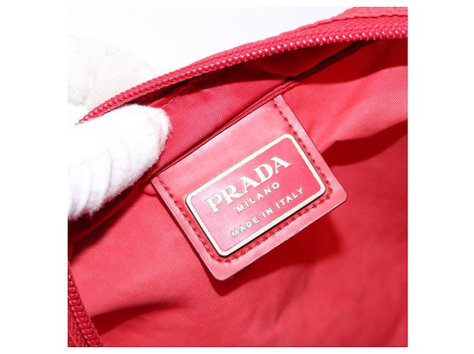 PRADA Schultertasche Nylon Rot Silber Authentisch bs28053 - Ansicht 19