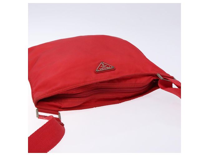 PRADA Schultertasche Nylon Rot Silber Authentisch bs28053 - Ansicht 6