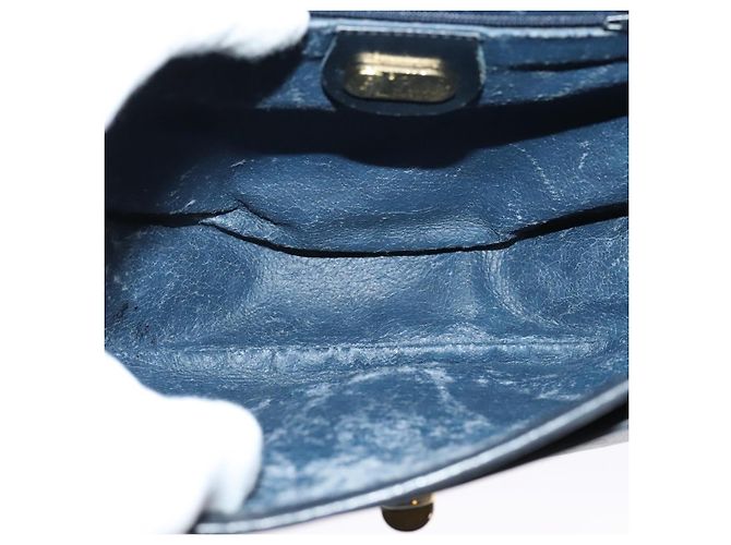 Gucci Borsa a Spalla Micro GG Supreme PVC Navy Gold Auth 135606 D'oro Blu navy - vista 10