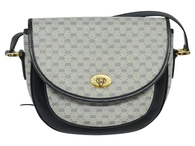 Gucci Borsa a Spalla Micro GG Supreme PVC Navy Gold Auth 135606 D'oro Blu navy - vista 13