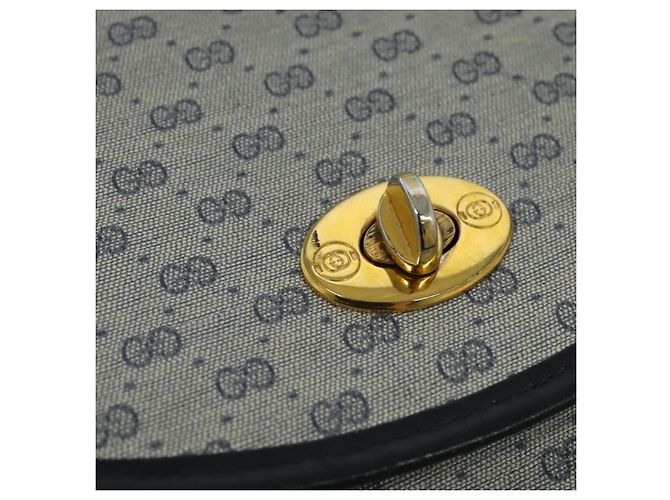 Gucci Borsa a Spalla Micro GG Supreme PVC Navy Gold Auth 135606 D'oro Blu navy - vista 17