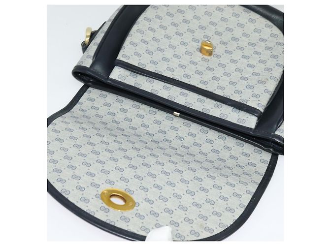Gucci Borsa a Spalla Micro GG Supreme PVC Navy Gold Auth 135606 D'oro Blu navy - vista 18