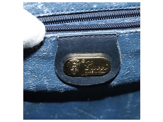 Gucci Borsa a Spalla Micro GG Supreme PVC Navy Gold Auth 135606 D'oro Blu navy - vista 19
