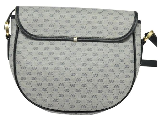 Gucci Borsa a Spalla Micro GG Supreme PVC Navy Gold Auth 135606 D'oro Blu navy - vista 2