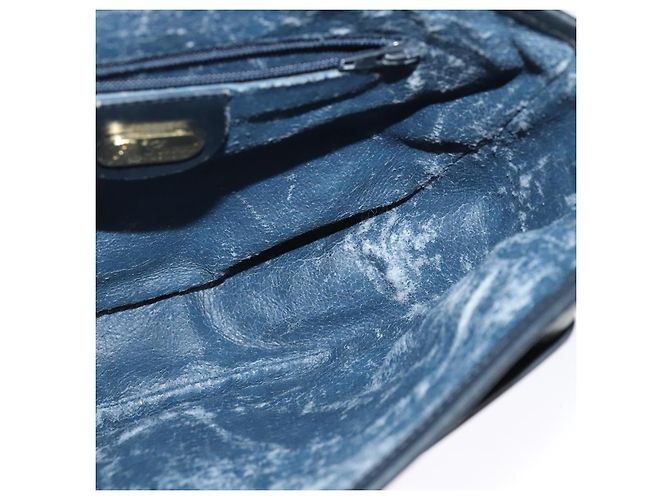 Gucci Borsa a Spalla Micro GG Supreme PVC Navy Gold Auth 135606 D'oro Blu navy - vista 20