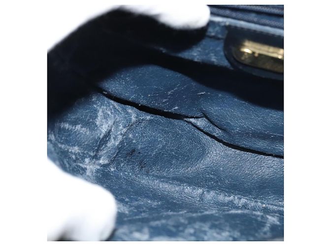 Gucci Borsa a Spalla Micro GG Supreme PVC Navy Gold Auth 135606 D'oro Blu navy - vista 21