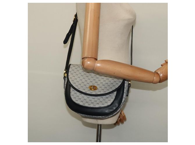 Gucci Borsa a Spalla Micro GG Supreme PVC Navy Gold Auth 135606 D'oro Blu navy - vista 22