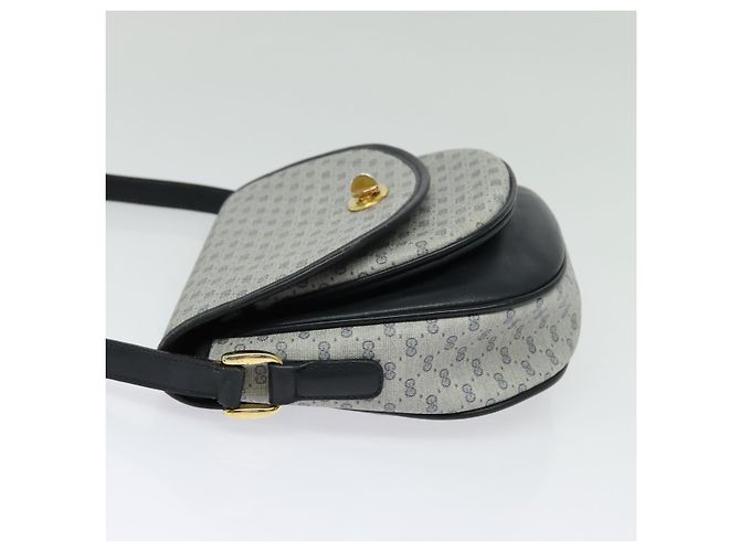 Gucci Borsa a Spalla Micro GG Supreme PVC Navy Gold Auth 135606 D'oro Blu navy - vista 3