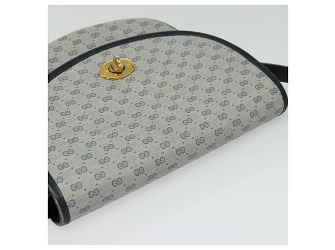 Gucci Borsa a Spalla Micro GG Supreme PVC Navy Gold Auth 135606 D'oro Blu navy - vista 6