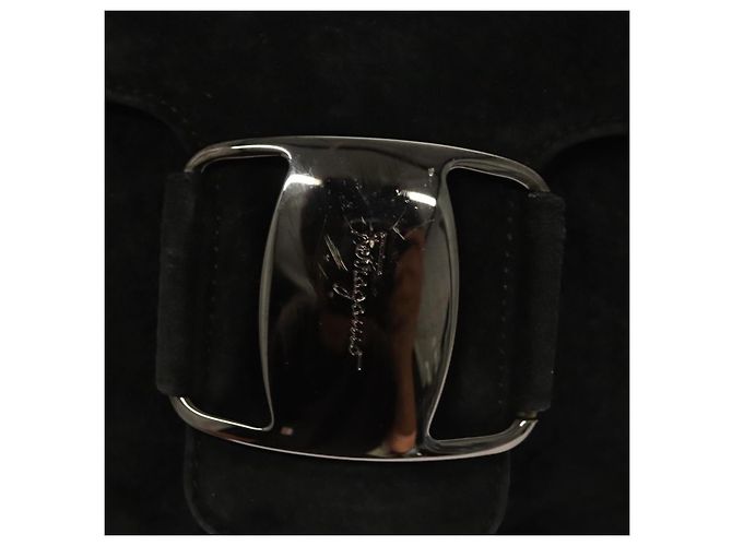 Borsa a mano Salvatore Ferragamo in suede nero argento Auth sw1146 - vista 19