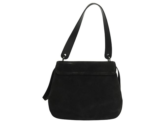 Borsa a mano Salvatore Ferragamo in suede nero argento Auth sw1146 - vista 2