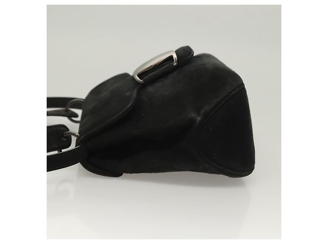 Borsa a mano Salvatore Ferragamo in suede nero argento Auth sw1146 - vista 4