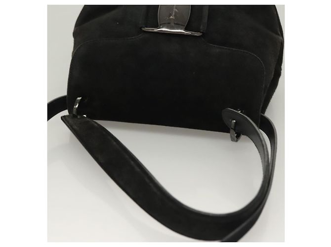 Borsa a mano Salvatore Ferragamo in suede nero argento Auth sw1146 - vista 6