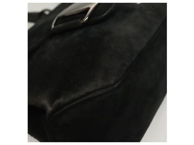 Borsa a mano Salvatore Ferragamo in suede nero argento Auth sw1146 - vista 9