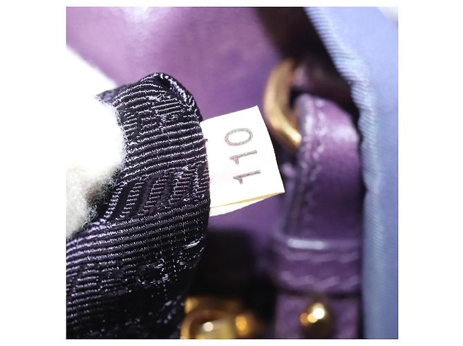 PRADA Borsa a Mano Nylon 2 vie Viola Oro Auth 133087 D'oro Porpora - vista 12