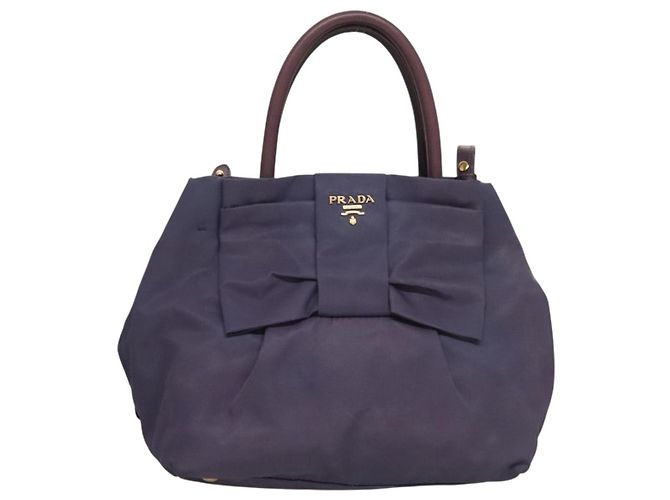 PRADA Borsa a Mano Nylon 2 vie Viola Oro Auth 133087 D'oro Porpora - vista 13