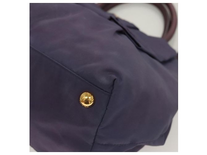 PRADA Borsa a Mano Nylon 2 vie Viola Oro Auth 133087 D'oro Porpora - vista 15