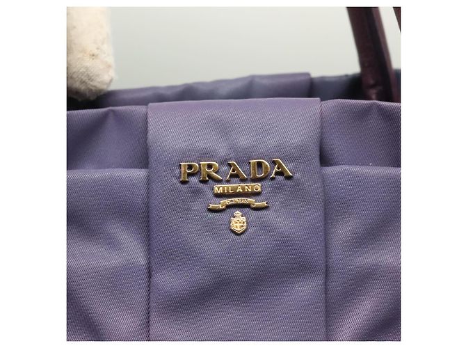 PRADA Borsa a Mano Nylon 2 vie Viola Oro Auth 133087 D'oro Porpora - vista 18