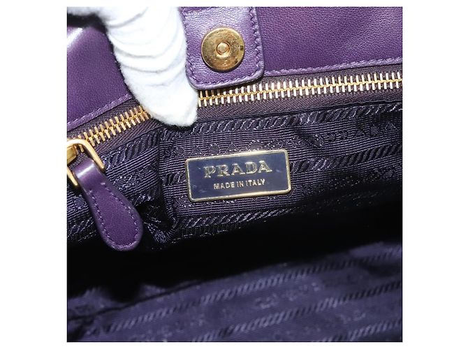 PRADA Borsa a Mano Nylon 2 vie Viola Oro Auth 133087 D'oro Porpora - vista 19