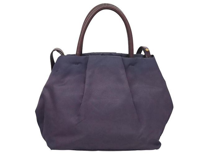 PRADA Borsa a Mano Nylon 2 vie Viola Oro Auth 133087 D'oro Porpora - vista 2