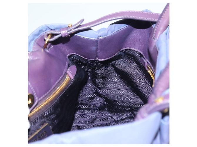 PRADA Borsa a Mano Nylon 2 vie Viola Oro Auth 133087 D'oro Porpora - vista 20