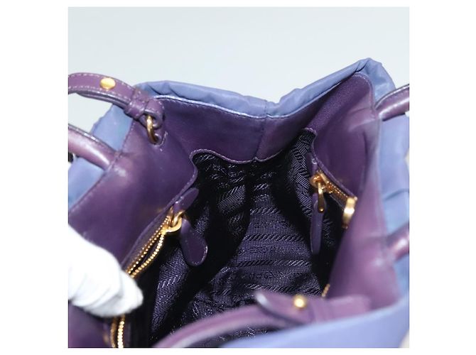 PRADA Borsa a Mano Nylon 2 vie Viola Oro Auth 133087 D'oro Porpora - vista 21