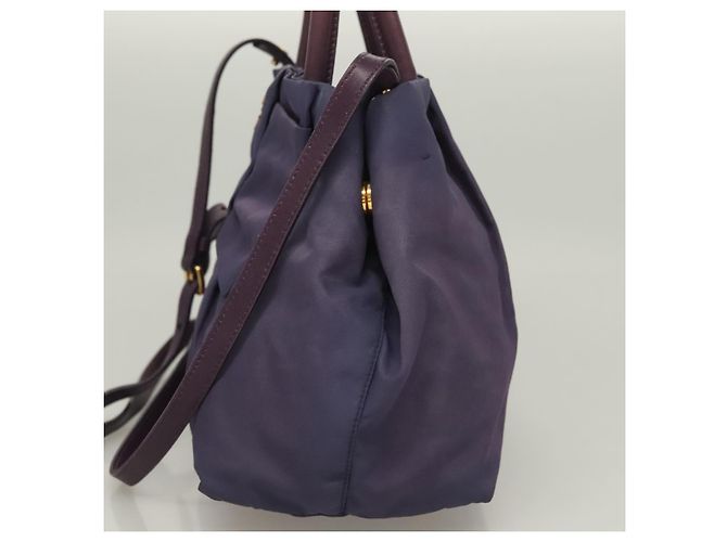 PRADA Borsa a Mano Nylon 2 vie Viola Oro Auth 133087 D'oro Porpora - vista 3