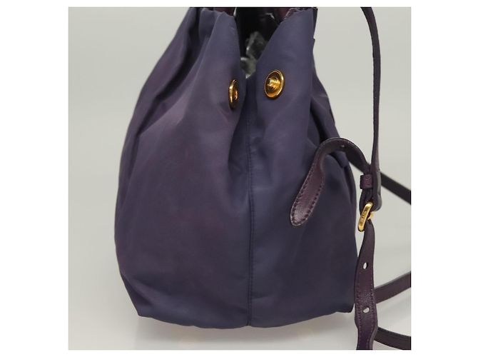 PRADA Borsa a Mano Nylon 2 vie Viola Oro Auth 133087 D'oro Porpora - vista 4