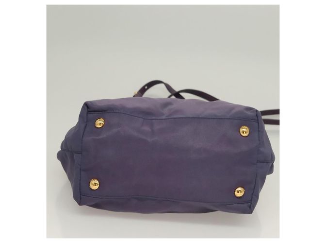 PRADA Borsa a Mano Nylon 2 vie Viola Oro Auth 133087 D'oro Porpora - vista 5