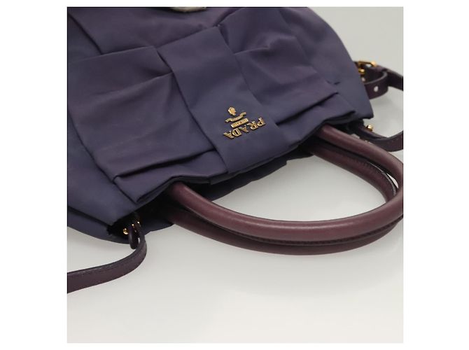 PRADA Borsa a Mano Nylon 2 vie Viola Oro Auth 133087 D'oro Porpora - vista 6