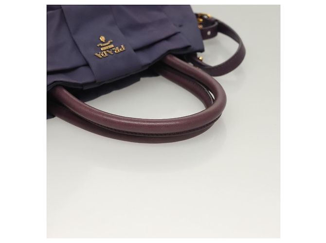 PRADA Borsa a Mano Nylon 2 vie Viola Oro Auth 133087 D'oro Porpora - vista 7