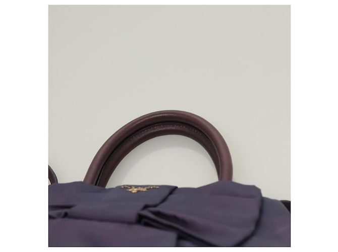 PRADA Borsa a Mano Nylon 2 vie Viola Oro Auth 133087 D'oro Porpora - vista 8