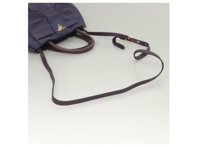 PRADA Borsa a Mano Nylon 2 vie Viola Oro Auth 133087 D'oro Porpora - vista 9