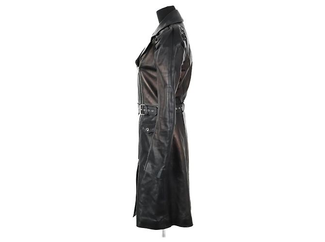 Jitrois Schwarzer Leder-Trenchcoat - Ansicht 3