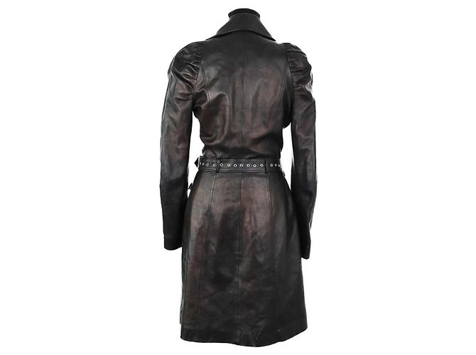 Jitrois Schwarzer Leder-Trenchcoat - Ansicht 4