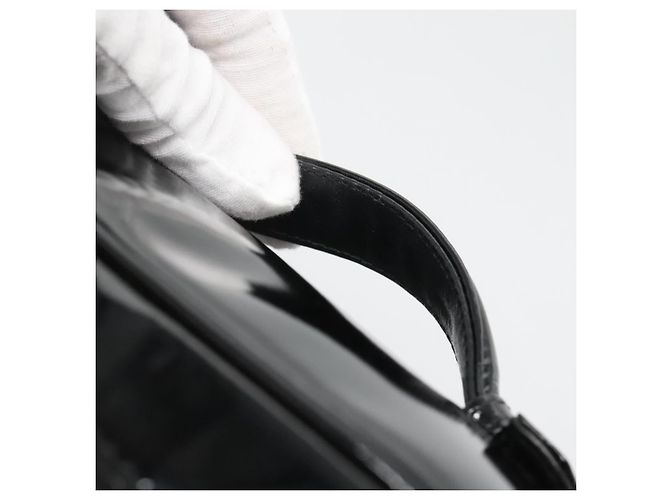CHANEL Pochette Vanity Pelle verniciata Nera Oro CC Auth 136084 Nero D'oro - vista 14