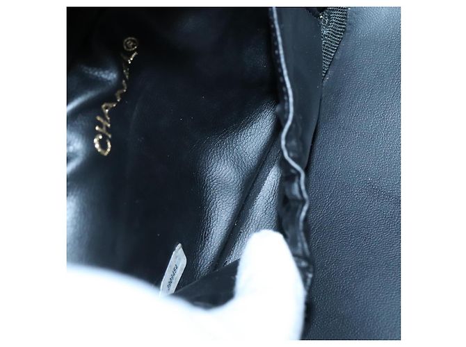 CHANEL Pochette Vanity Pelle verniciata Nera Oro CC Auth 136084 Nero D'oro - vista 17