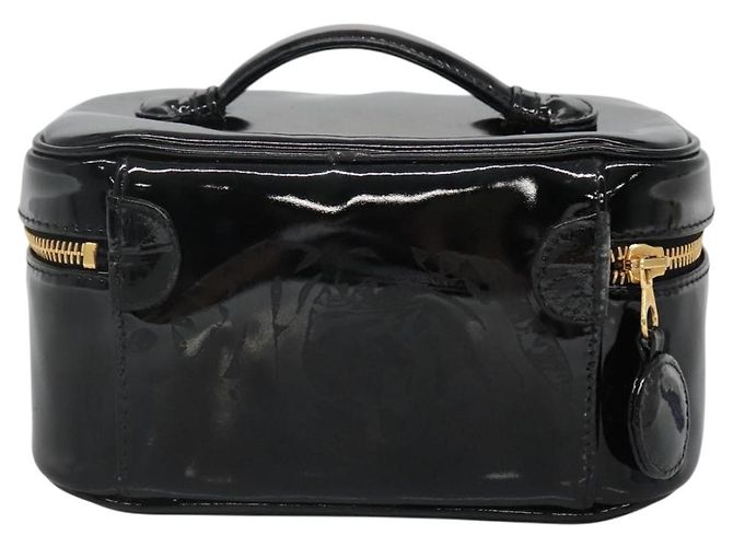 CHANEL Pochette Vanity Pelle verniciata Nera Oro CC Auth 136084 Nero D'oro - vista 2