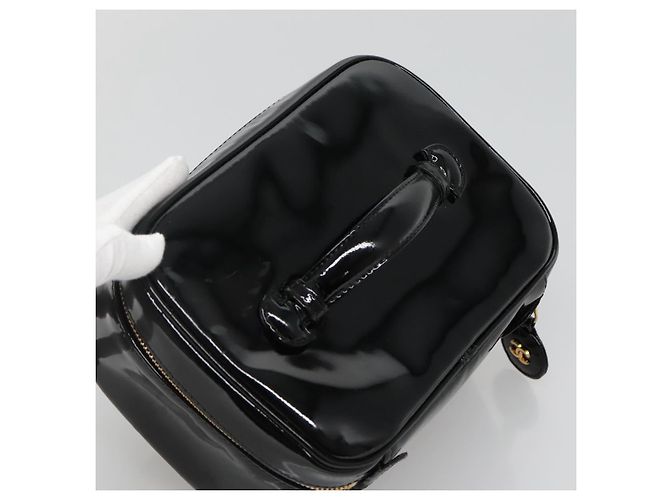 CHANEL Pochette Vanity Pelle verniciata Nera Oro CC Auth 136084 Nero D'oro - vista 5