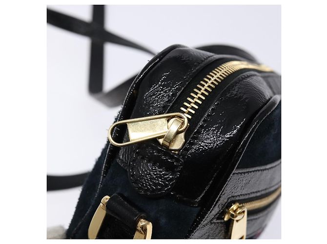 Borsa a Spalla Gucci Sherry Line in Camoscio Blu Navy Oro 517350 Auth sw1285 D'oro - vista 10